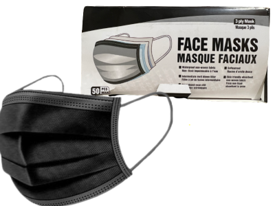 3-ply Elastic Ear Loop Disposable Face Mask - Black